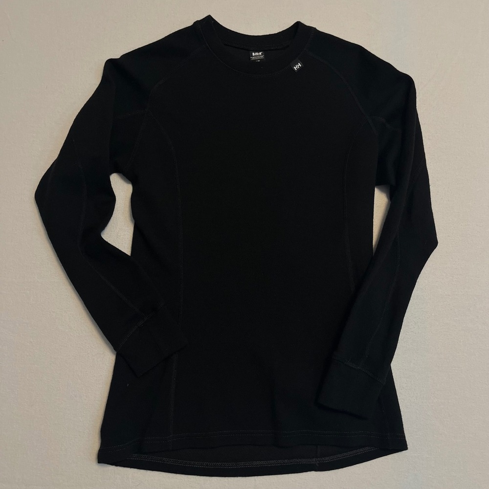 Helly Hansen Wool Blend Base Layer Top Women S Black Gorpcore Athletic Hiking